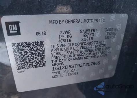 2018 Chevrolet Malibu Lt from USA, damaged, VIN 1G1ZD5ST9JF257665